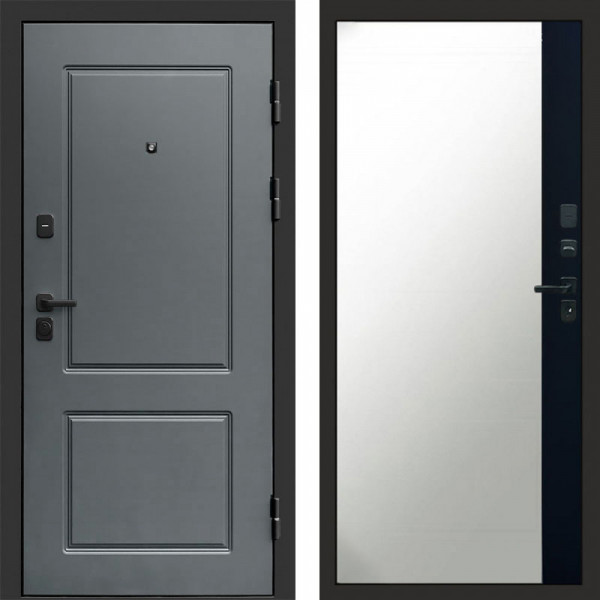 Входная дверь Termo-Door Верона - Зеркало Фацет Черный кварц+тонировка серая