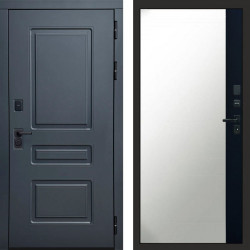 Входная дверь Termo-Door Аляска Графит - Зеркало Фацет Черный кварц+тонировка серая