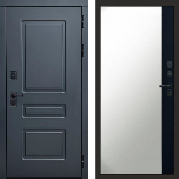 Входная дверь Termo-Door Аляска Графит - Зеркало Фацет Черный кварц+тонировка серая