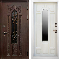 Входная дверь Termo-Door Лацио Венге - Белый Короб Изнутри Бежевый матовый
