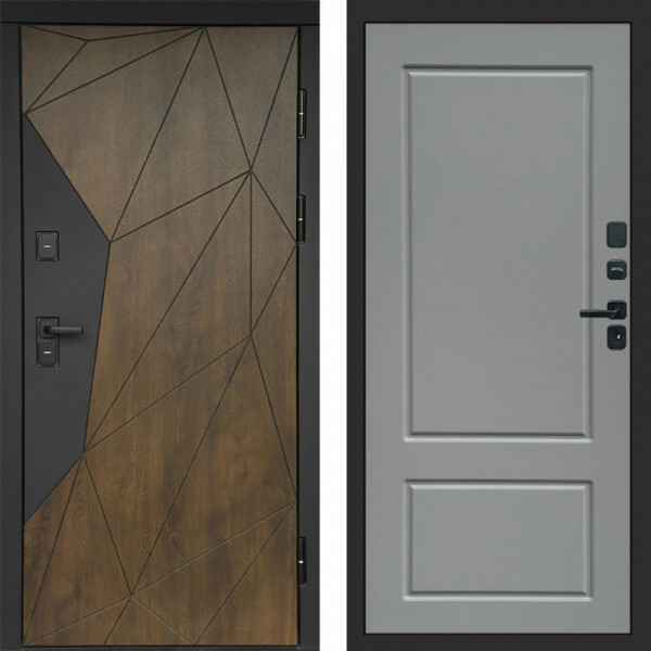 Входная дверь Termo-Door Премиум Геометрия Дуб - Марсель Grey софт
