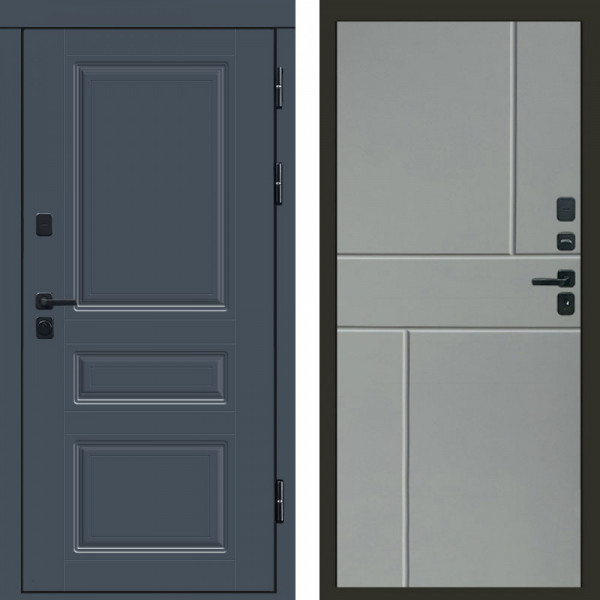 Входная дверь Termo-Door Премиум Орегон Графит - Горизонт Grey софт