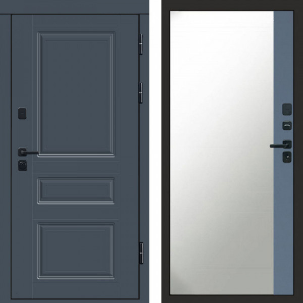 Входная дверь Termo-Door Премиум Орегон Графит - Зеркало Фацет Grey софт