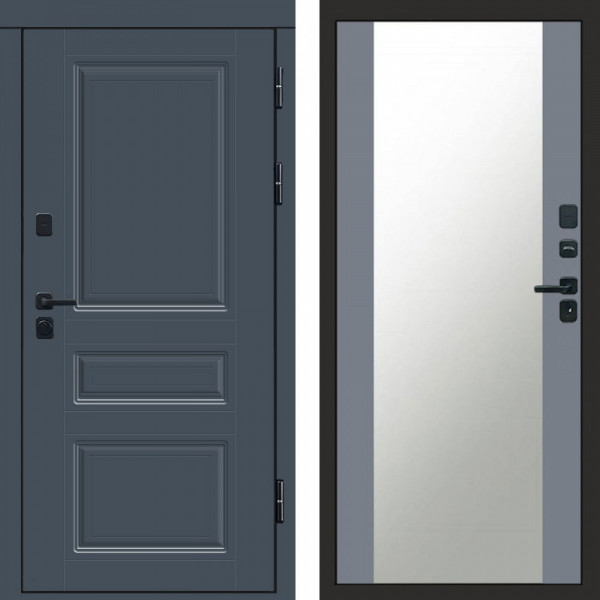 Входная дверь Termo-Door Премиум Орегон Графит - Зеркало Grey Софт