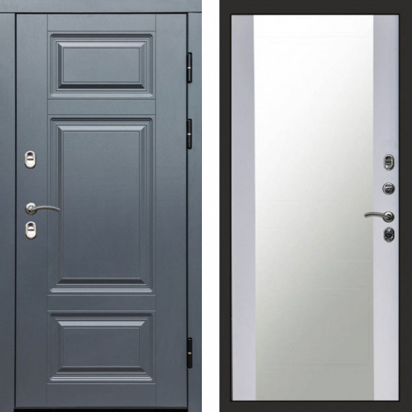 Входная дверь Termo-Door Премиум Винорит Grey - Зеркало белый софт