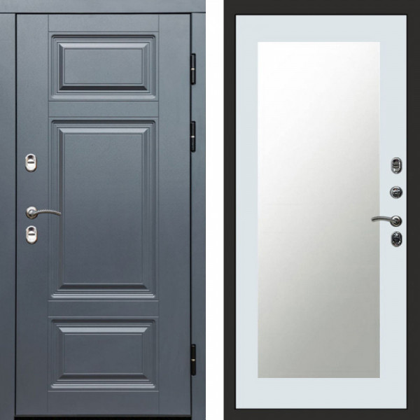 Входная дверь Termo-Door Премиум Винорит Grey - Зеркало Триумф Белый софт