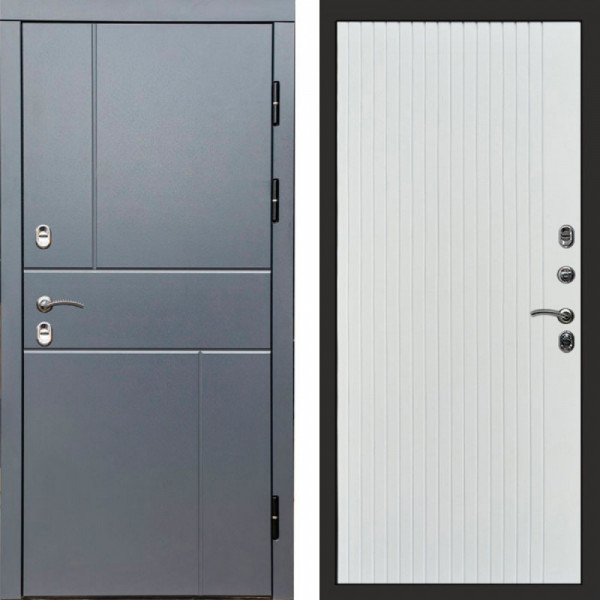 Входная дверь Termo-Door Премиум Винорит Вертикаль Grey - Flat Белый софт