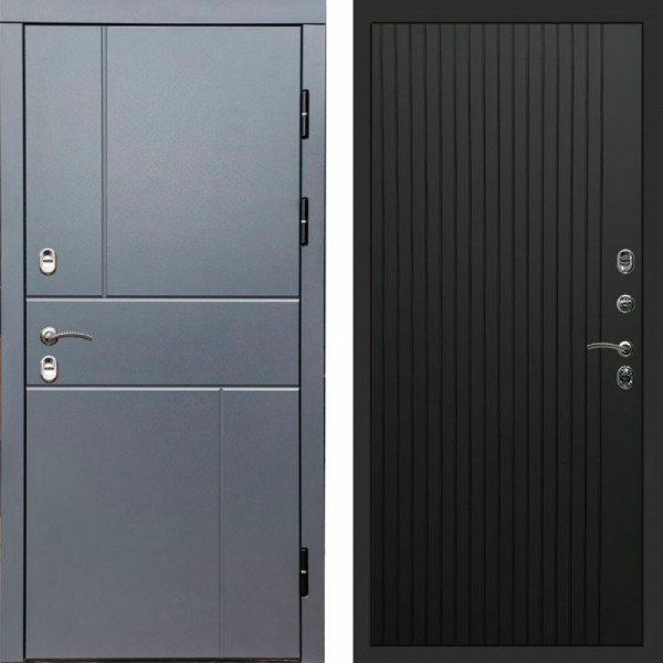 Входная дверь Termo-Door Премиум Винорит Вертикаль Grey - Flat Черный кварц