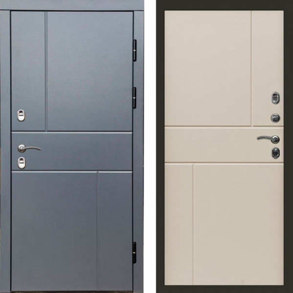 Входная дверь Termo-Door Премиум Винорит Вертикаль Grey - Горизонт Слоновая кость