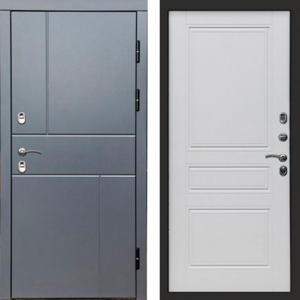 Входная дверь Termo-Door Премиум Винорит Вертикаль Grey - Классика белый матовый
