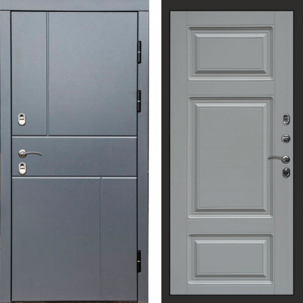 Входная дверь Termo-Door Премиум Винорит Вертикаль Grey - Лион Grey софт