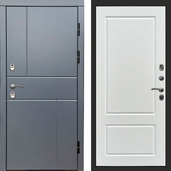 Входная дверь Termo-Door Премиум Винорит Вертикаль Grey - Марсель Белый софт