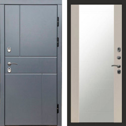 Входная дверь Termo-Door Премиум Винорит Вертикаль Grey - Зеркало Слоновая кость