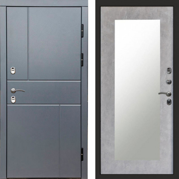 Входная дверь Termo-Door Премиум Винорит Вертикаль Grey - Зеркало Триумф бетон светлый