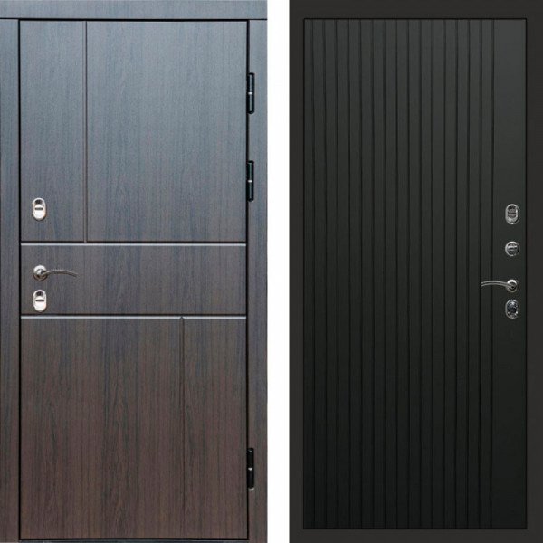 Входная дверь Termo-Door Премиум Винорит Вертикаль Венге - Flat Черный кварц