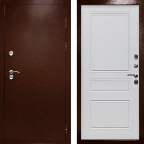Входная дверь Termo-Door Сибирь Медь Антик - Классика белый матовый