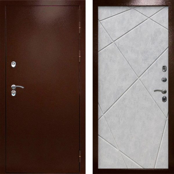 Входная дверь Termo-Door Сибирь Медь Антик - Лучи бетон светлый