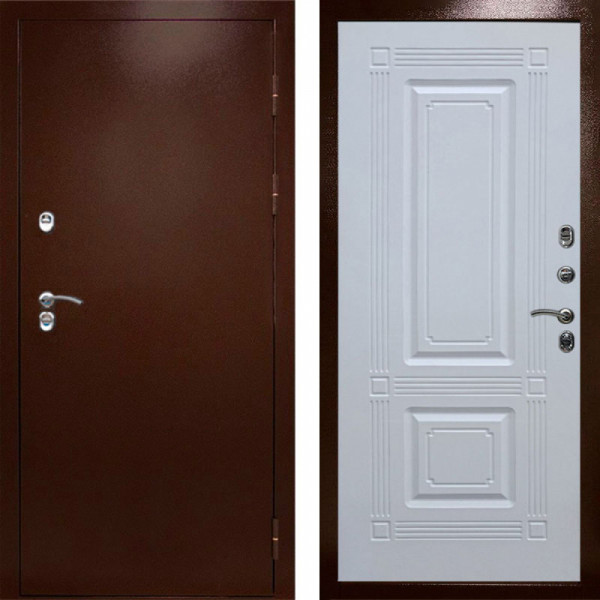 Входная дверь Termo-Door Сибирь Медь Антик - Мадрид Белый софт
