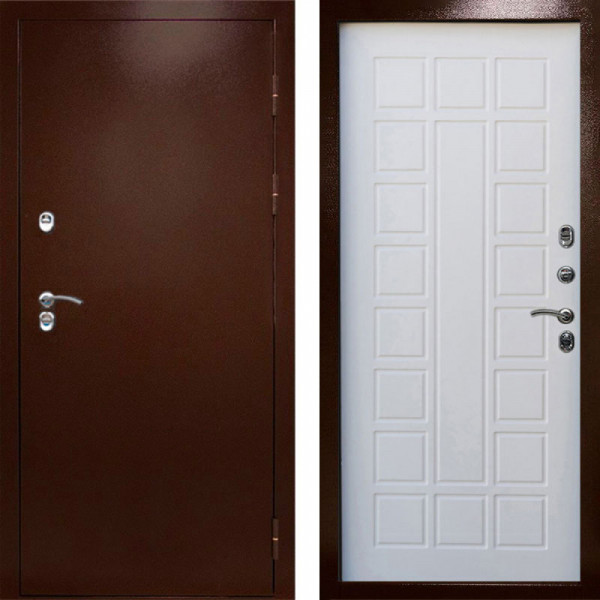 Входная дверь Termo-Door Сибирь Медь Антик - Престиж белое дерево