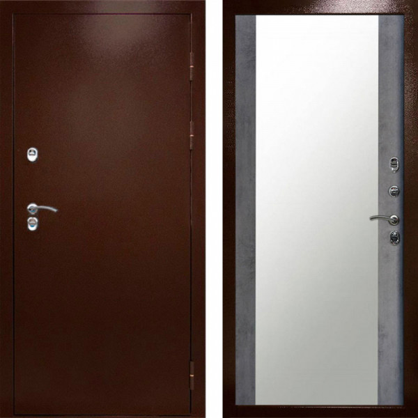 Входная дверь Termo-Door Сибирь Медь Антик - Зеркало бетон темный