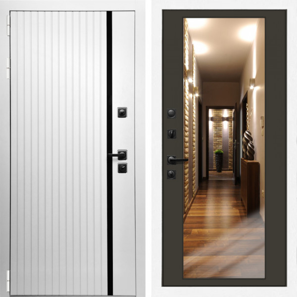 Входная дверь Вертика + Зеркало венге