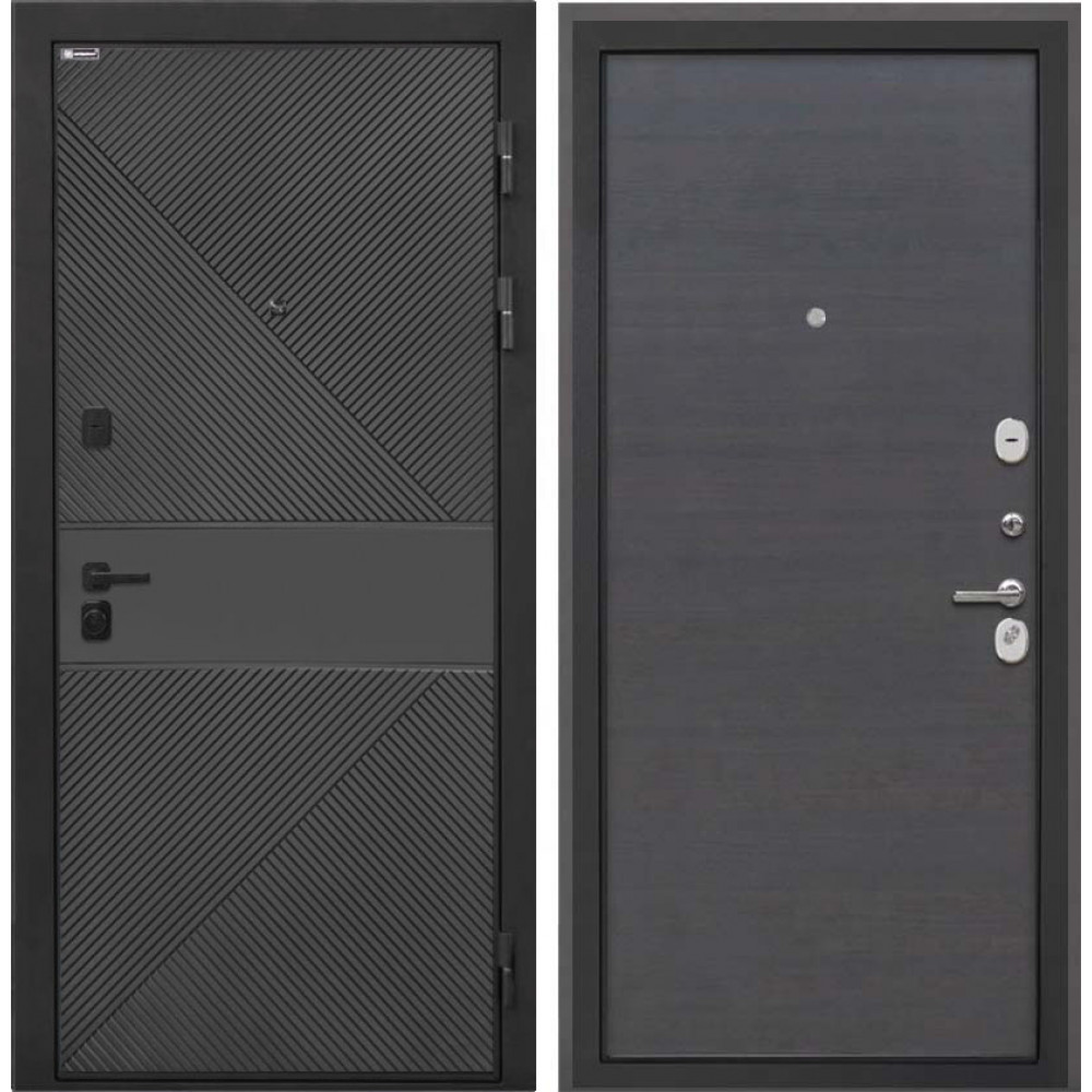 Входная дверь Интекрон Профит Black ФЛ-613 эмаль черная Эковенге поперечный