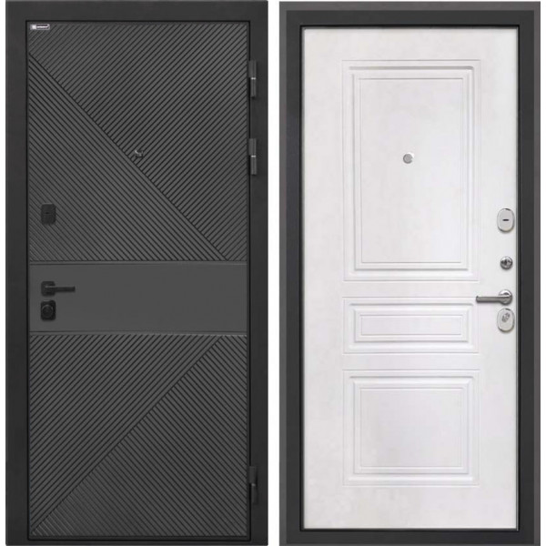 Входная дверь Интекрон Профит Black ФЛ-613 эмаль черная Белая матовая ФЛ-243-М