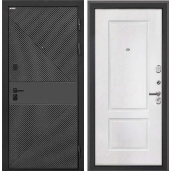 Входная дверь Интекрон Профит Black ФЛ-613 эмаль черная Белая матовая КВ-2