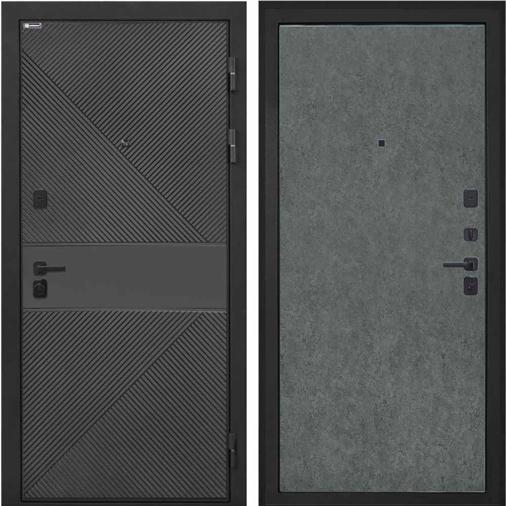 Входная дверь Интекрон Профит Black ФЛ-613 эмаль черная Штукатурка графит гладкая