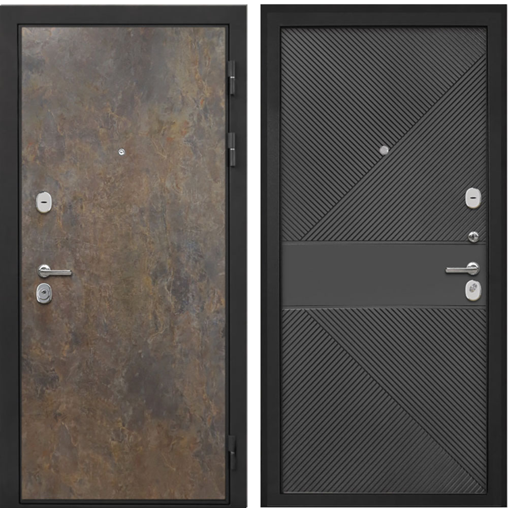Входная дверь Интекрон Сицилия Remix Гранж ФЛ-613 черная эмаль