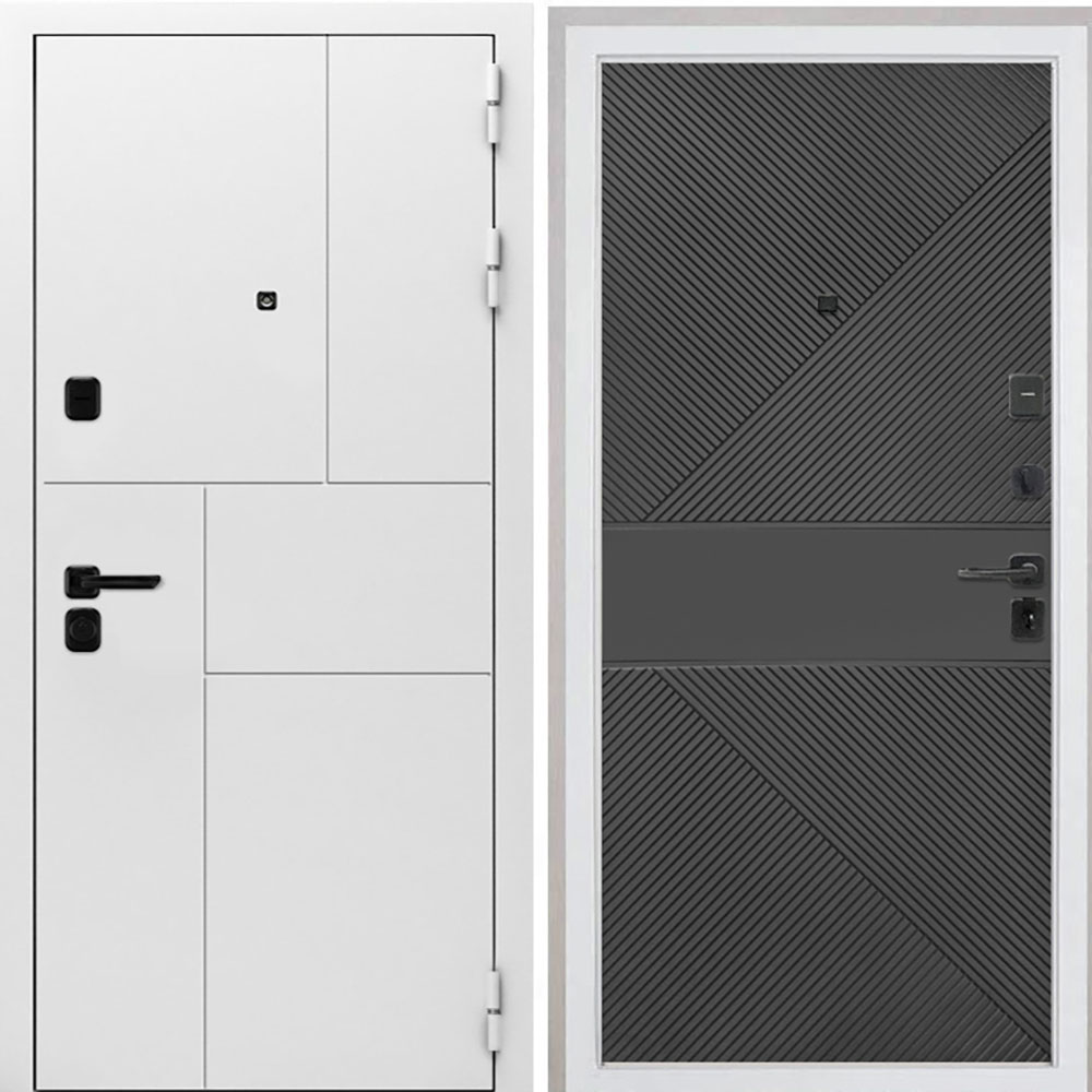 Входная дверь Интекрон Спарта New White ФЛ-613 черная эмаль