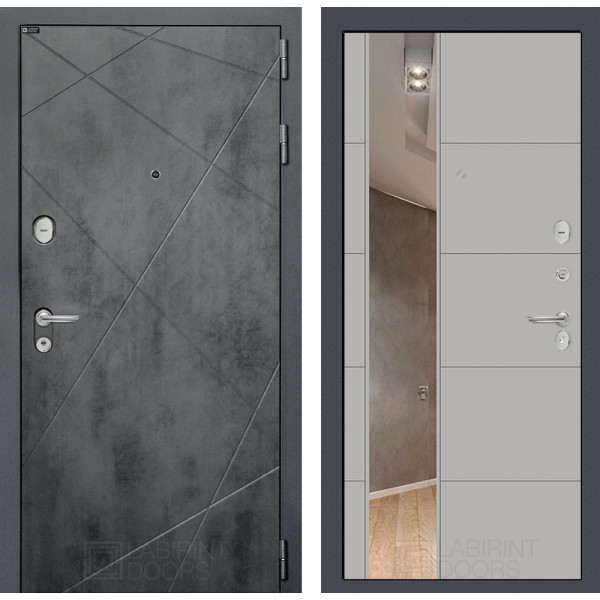 Входная дверь Лабиринт Лофт с зеркалом 19 - Грей софт
