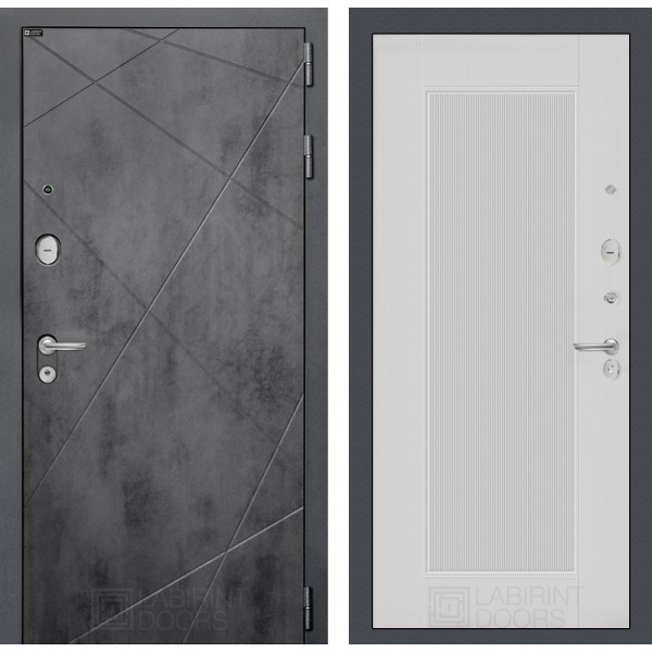 Входная дверь Лабиринт Лофт 30 - Белый рельеф софт