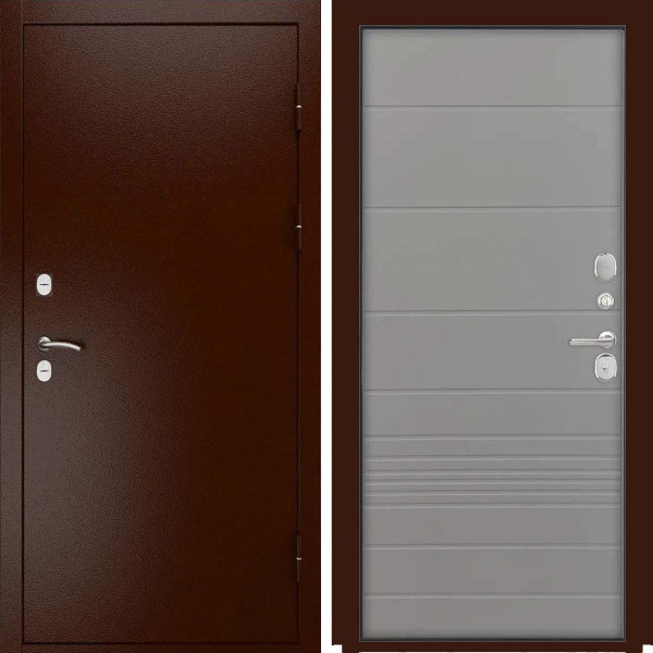 Входная дверь L-Термо Антик медный ФЛ-700 ясень грей soft-touch пвх