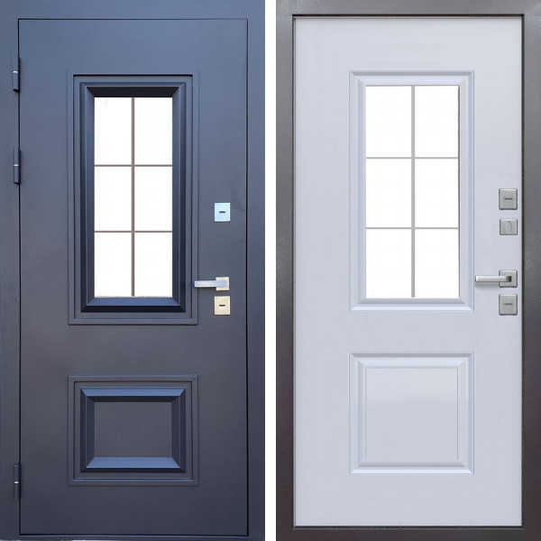 Входная дверь MXDoors Термо титул стеклопакет Букле графит