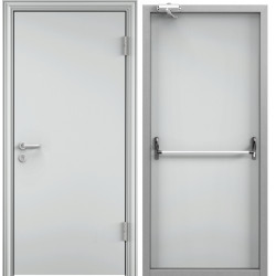 Противопожарная Дверь Torex EI 60 RAL 7035 серый с доводчиком и ручкой антипаника