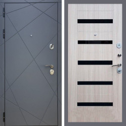 Входная дверь REX 13 Силк Титан СБ-14 сандал светлый черное стекло