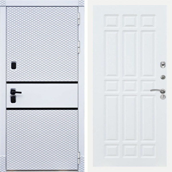 Входная дверь REX 15 Белая шагрень ФЛ-33 Белый матовый