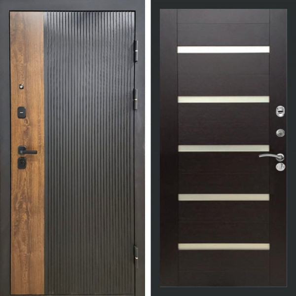 Входная дверь REX 19 Антрацит матовый сб-14 эковенге белое стекло