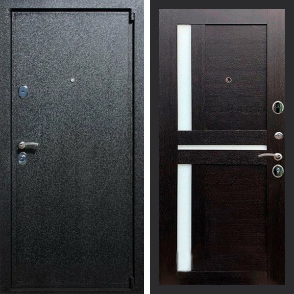 Входная дверь REX 3 Черный крокодил сб-18 венге белое стекло