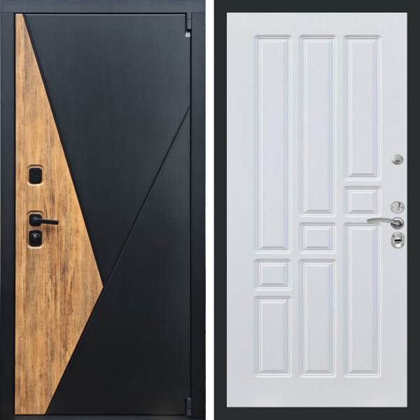 Входная дверь REX 35 Черный кварц ФЛ-31 Белый ясень