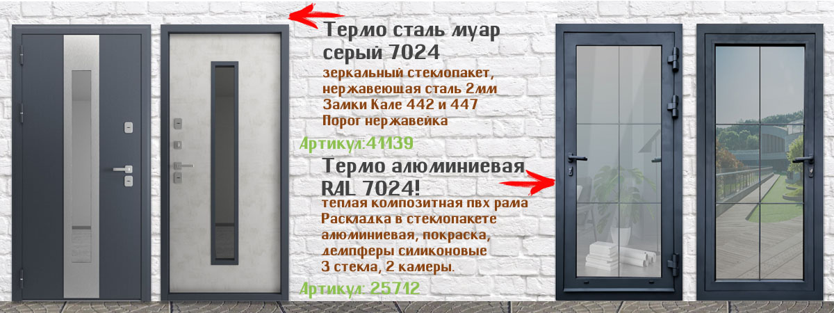 Алюминиевая дверь Надом двери с терморазрывом RAL 7024