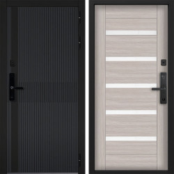 Входная дверь Command doors cyber matrix grey 18SP Белая Лиственница