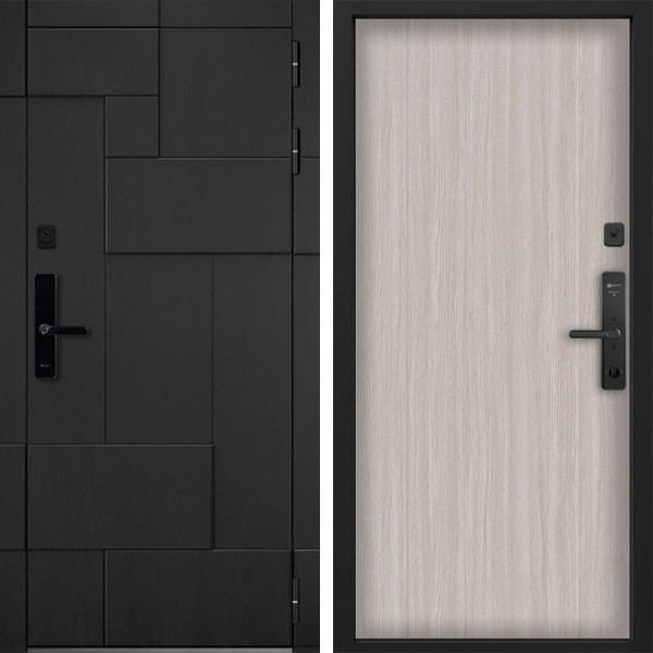 Входная дверь Command doors Cyber tetris black 00 Белая лиственница