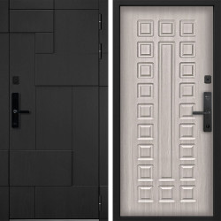Входная дверь Command doors Cyber tetris black 01 Белая лиственница