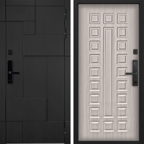 Входная дверь Command doors Cyber tetris black 01 Белая лиственница