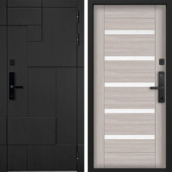 Входная дверь Command doors Cyber tetris black 18SP Белая Лиственница