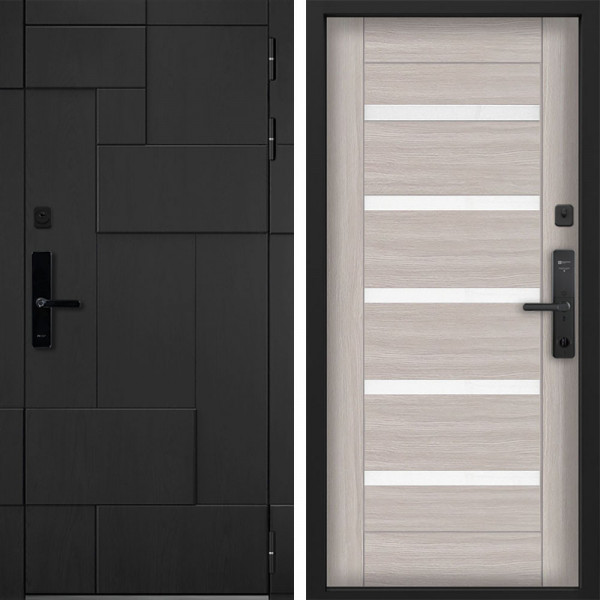 Входная дверь Command doors Cyber tetris black 18SP Белая Лиственница