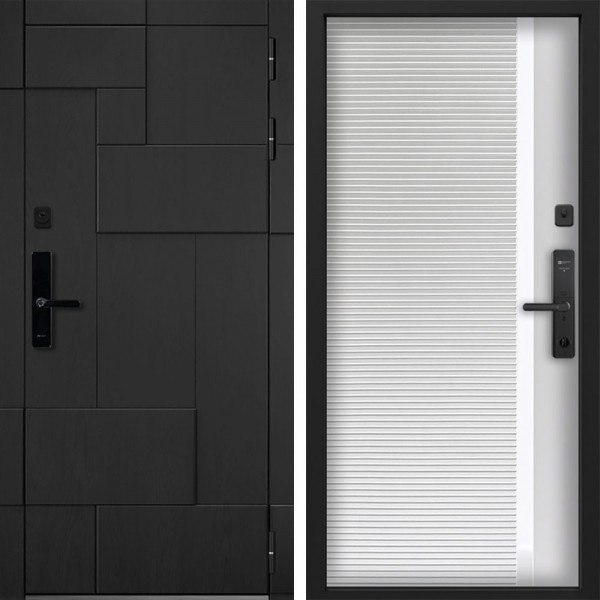 Входная дверь Command doors Cyber tetris black 30Б белый матовый