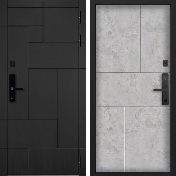 Входная дверь Command doors Cyber tetris black 38 Бетон молочный